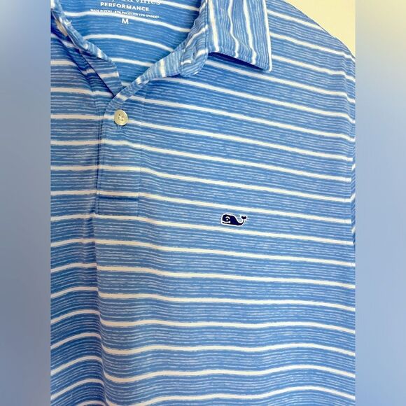 Vineyard Vines Light Blue Striped Polo Shirt; Size Medium. NWOT - Picture 3 of 5